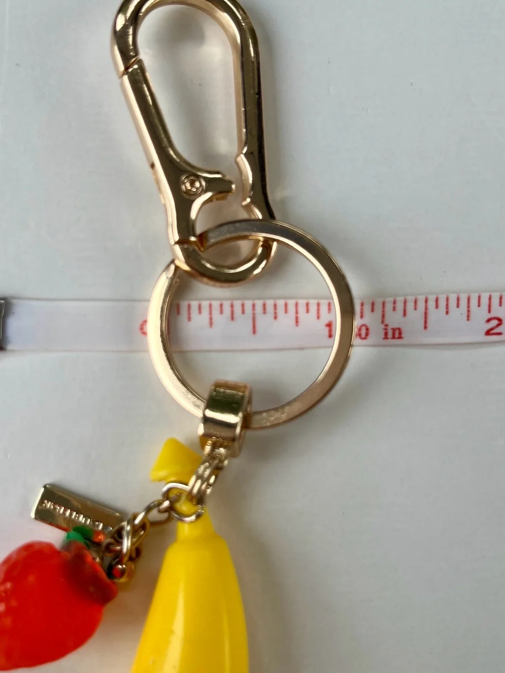 🍌🍓Strawberry-Banana Gold-Tone Metal Bag Charm & Keychain
